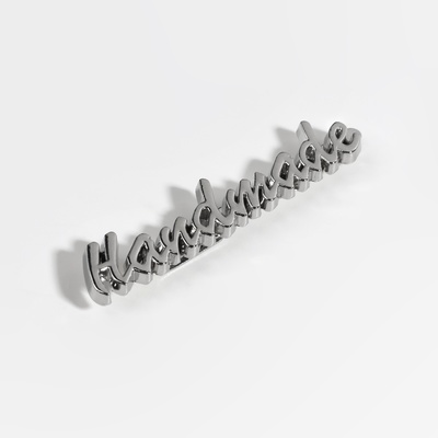 Декоративные элементы на прокол «Hand made», 5.4×1 см, 10 шт., цвет серебряный