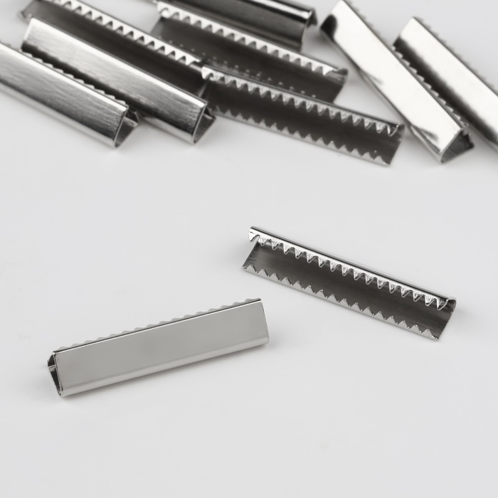 Наконечник-зажим для стропы, 5.8×25 мм, 10 шт., цвет серебряный - Фото 1