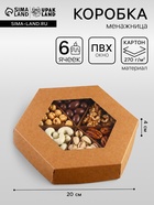 Коробка - менажница крафт, с ПВХ окном, 6 ячеек, 20×4 см - Фото 1