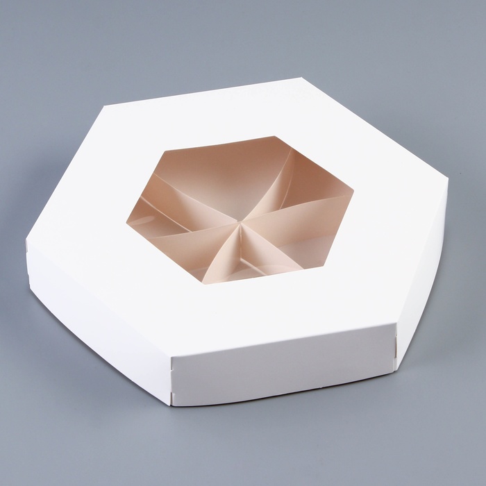 Коробка - менажница белая, с окном, для сладостей и закусок, 23×4 см - Фото 1