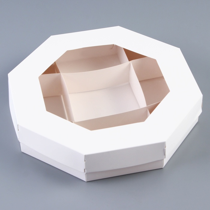 Менажница белая, с ПВХ окном, 9 ячеек, 25×5 см - Фото 1