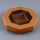 Коробка - менажница крафт, с окном, для сладостей и закусок, 25×5 см - Фото 1