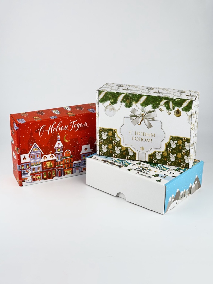 Коробка подарочная, набор 3 шт. «Новогодний», 30.7×22×9.5 см