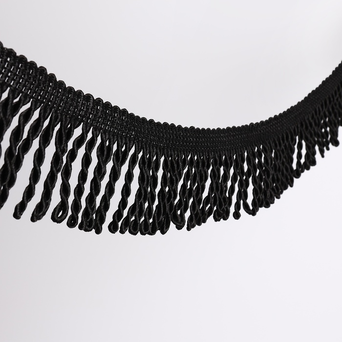 Тесьма декоративная «Бахрома», 55 мм, 10±0.5 м, чёрная - Фото 1