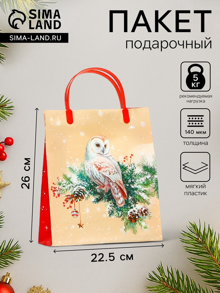 Пакет подарочный мягкий пластик «Подарок» 140 мкм Сумка 26×22.5×8.5 см - Фото 1