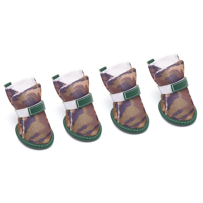 Ботинки для собак «Боец», набор 4 шт., размер 3 (подошва 5×4.2 см) камуфляж - Фото 1