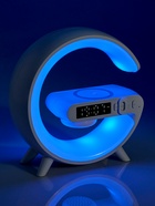 Портативная колонка - ночник G63, 15 Вт колонка, 15 W зарядка, 1800 мАч, подсветка, белая - Фото 15