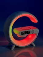 Портативная колонка - ночник G63, 15 Вт колонка, 15 W зарядка, 1800 мАч, подсветка, белая - Фото 17