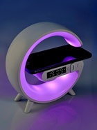 Портативная колонка - ночник G63, 15 Вт колонка, 15 W зарядка, 1800 мАч, подсветка, белая - Фото 22