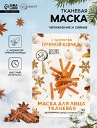 Новогодняя маска для лица, тканевая, увлажняющая, с ароматом пряной корицы - Фото 1
