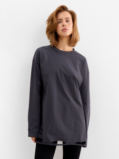 Лонгслив женский MINAKU: One Most Brand, графитовый, размер onesize