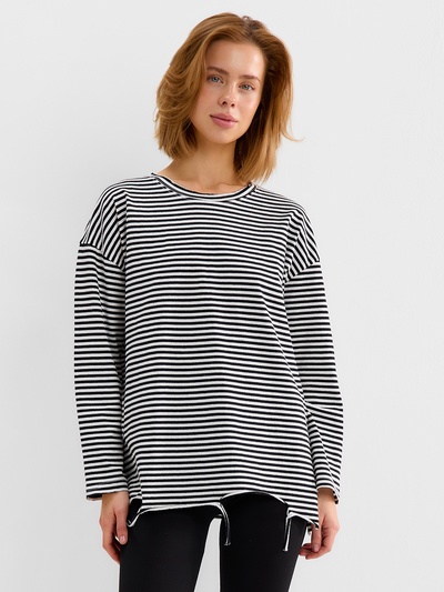 Лонгслив женский MINAKU: One Most Brand, принт тонкая полоска, размер onesize