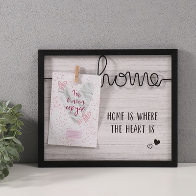 Фоторамка для фото 10×15 см «Дом», с прищепкой, чёрная, 28.5×24×1.3 см