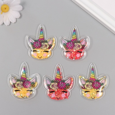 Шейкер для творчества PVC «Единорог с цветами», с глиттером, 6×5.2 см, МИКС