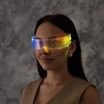 Светодиодные очки «Сияние», 14.5×4.5×18 см, батарейки CR2032×2 (в комплекте), 3 режима, свечение RGB