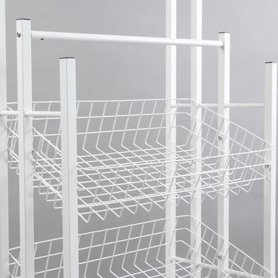 Стойка под зонты, разборная, 3 наклонные корзины, 3 яруса, 60×40×150 см, белая