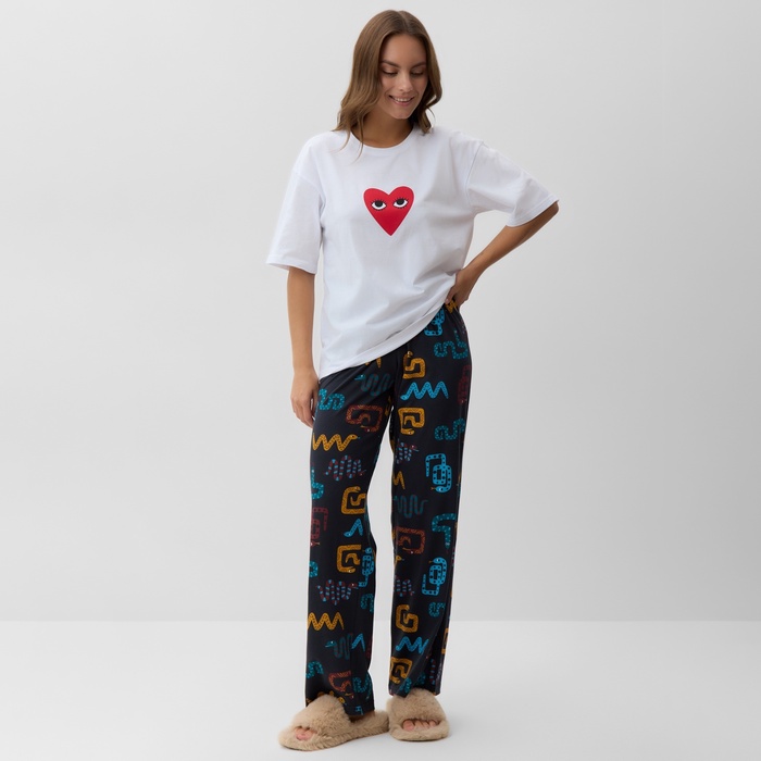 Пижама новогодняя женская (футболка и брюки) KAFTAN "Змейки" размер 48-50 - Фото 1