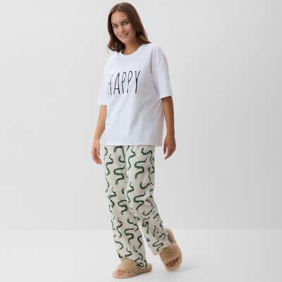 Пижама новогодняя женская (футболка и брюки) KAFTAN "Змеи" размер 52-54