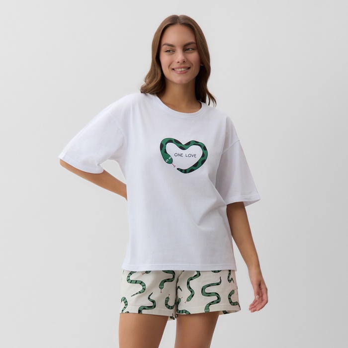 Пижама новогодняя женская (футболка и шорты) KAFTAN «Змеи» размер 40-42