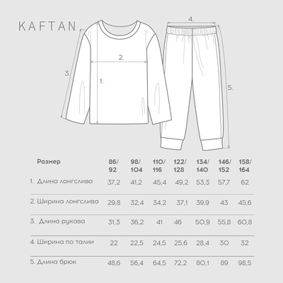 Пижама детская (лонгслив и брюки) KAFTAN «Мишка в шарфе» размер 28 (86-92 см)