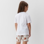 Пижама новогодняя для девочки: футболка, шорты, KAFTAN «Мишка в шарфе», серо-белая, рост 134-140 см - Фото 4