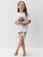 Пижама новогодняя для девочки: футболка, шорты, KAFTAN «Мишка в шарфе», серо-белая, рост 134-140 см - Фото 5