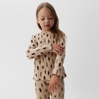 Пижама новогодняя для девочки: лонгслив, легинсы, KAFTAN «Ёлки», бежевая, рост 110-116 см - Фото 5