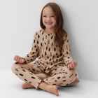 Пижама новогодняя для девочки: лонгслив, легинсы, KAFTAN «Ёлки», бежевая, рост 110-116 см - Фото 6