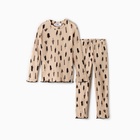 Пижама новогодняя для девочки: лонгслив, легинсы, KAFTAN «Ёлки», бежевая, рост 110-116 см - Фото 7
