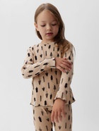 Пижама новогодняя для девочки: лонгслив, легинсы, KAFTAN «Ёлки», бежевая, рост 122-128 см - Фото 8