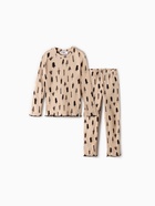 Пижама новогодняя для девочки: лонгслив, легинсы, KAFTAN «Ёлки», бежевая, рост 122-128 см - Фото 10