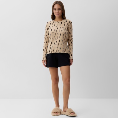 Пижама новогодняя женская (лонгслив, шорты) KAFTAN «Елки», размер 44-46