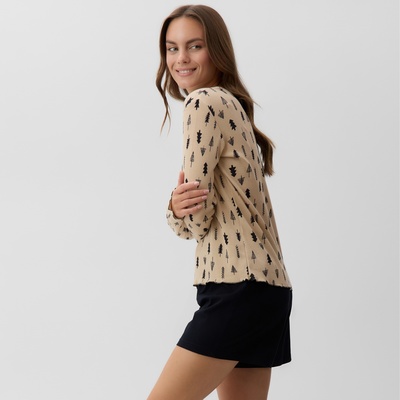 Пижама новогодняя женская (лонгслив, шорты) KAFTAN «Елки», размер 44-46
