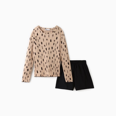 Пижама новогодняя женская (лонгслив, шорты) KAFTAN «Елки», размер 44-46