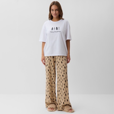 Пижама новогодняя женская (футболка, брюки) KAFTAN «Елки», размер 52-54