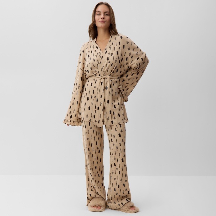 Пижама женская (рубашка и брюки) KAFTAN "Елки" размер 48-50 - Фото 1