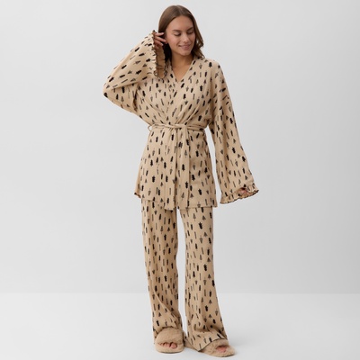 Пижама новогодняя женская (рубашка, брюки) KAFTAN «Елки», размер 52-54
