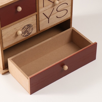Шкатулка для украшений 4 ящика KEYS, дерево, 23.4×10×21 см