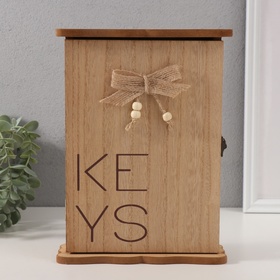 Ключница настенная «KEYS с сердечком и бантом», дерево, 3×19×25.6 см 10499009