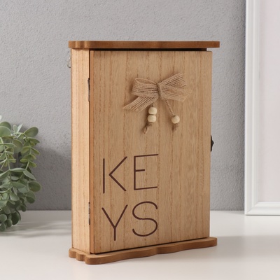Ключница настенная «KEYS с сердечком и бантом», дерево, 3×19×25.6 см