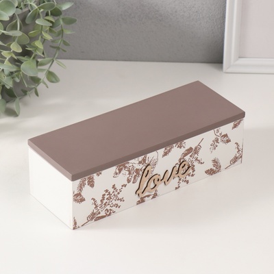 Шкатулка для чая с делениями «Грибы и растения. Love», дерево, 23.7×9.5×7.5 см