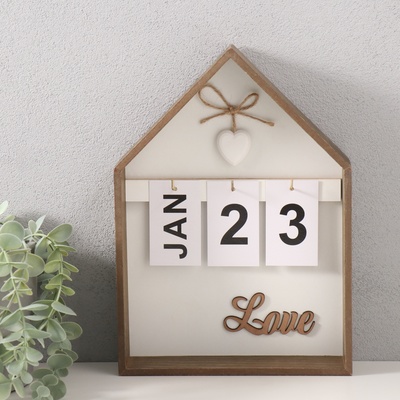 Настенный календарь-вечный «Сердце с бантом», 5×20×28 см