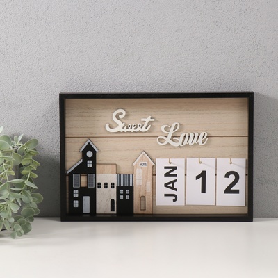 Настенный календарь-вечный «Домики», дерево, 30×20 см