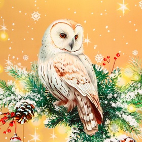 Пакет подарочный новогодний ламинированный «Совушка», 33×42.5×10 см