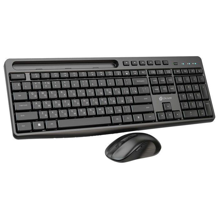 Комплект клавиатура и мышь Оклик S275W, беспроводной, мембранная клавиатура, 1600 dpi, USB, чёрный - Фото 1