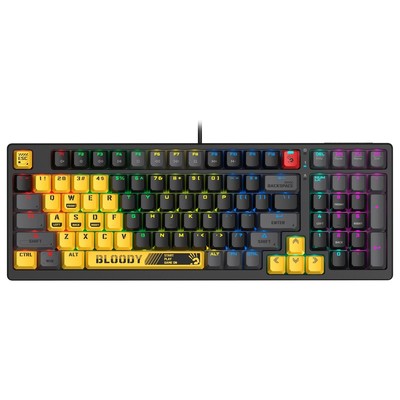 Клавиатура A4Tech Bloody S98 Sports Lime BLMS Plus, механическая, игровая, USB, жёлто-серая