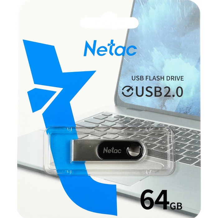 Флешка Netac 64GB U278 NT03U278N-064G-20PN USB2.0 серебристый - фото 51668188