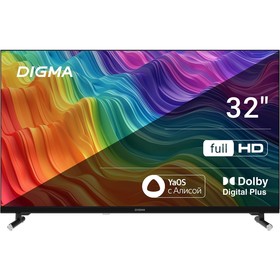 Телевизор LED Digma 32" DM-LED32SBB33 Яндекс.ТВ Frameless Metal черный FULL HD 60Hz DVB-T D   107892