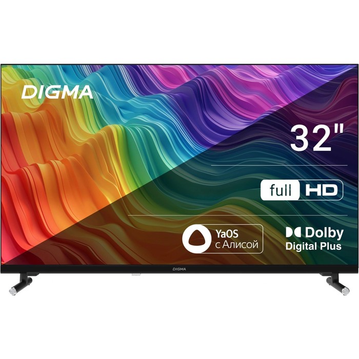 Телевизор LED Digma 32" DM-LED32SBB33 Яндекс.ТВ Frameless Metal черный FULL HD 60Hz DVB-T D   107892 - Фото 1