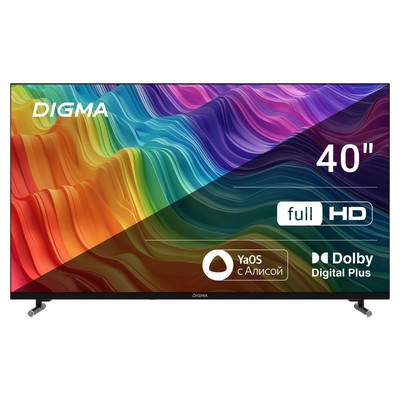 Телевизор LED Digma 40" DM-LED40SBB33 Яндекс.ТВ Frameless Metal черный FULL HD 60Hz DVB-T D   107892